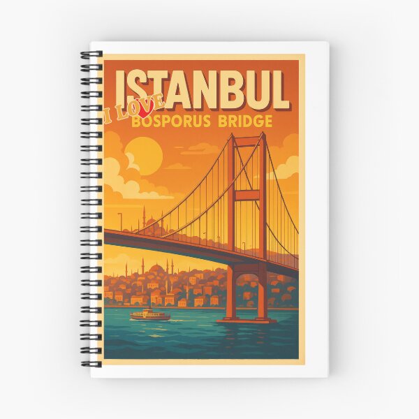 Item preview, I love ISTANBUL BOSPORUS BRIDGE  Retro Vintage Poster designed and sold by Earth Celebration Designs.