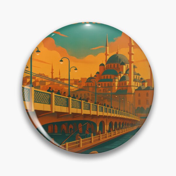 Item preview, I love ISTANBUL GALATA BRIDGE Retro Vintage Poster designed and sold by Earth Celebration Designs.