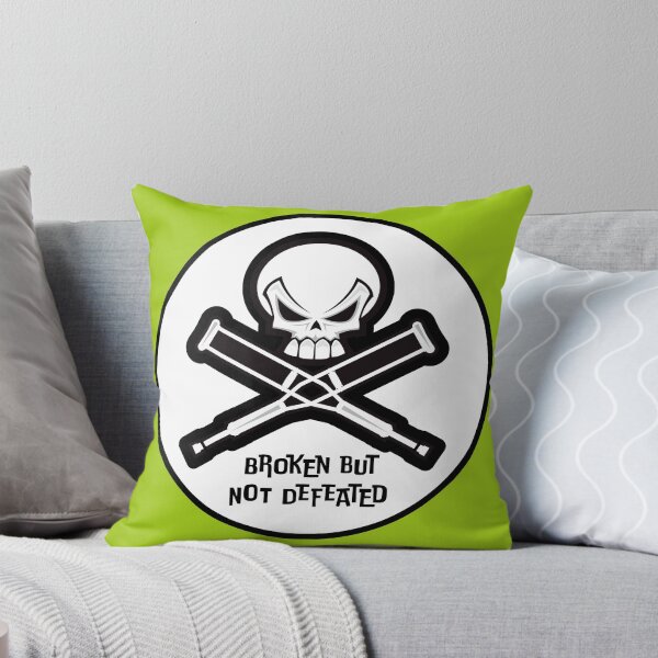 Item preview, BROKEN BUT NOT DEFEATED - SKULL AND CRUTCHES STICKERS AND T-SHIRTS designed and sold by PIXEL POP DESIGNS - Beyond the Norm!.
