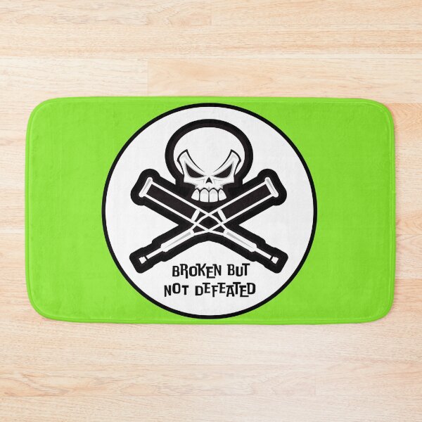 Item preview, BROKEN BUT NOT DEFEATED - SKULL AND CRUTCHES STICKERS AND T-SHIRTS designed and sold by PIXEL POP DESIGNS - Beyond the Norm!.