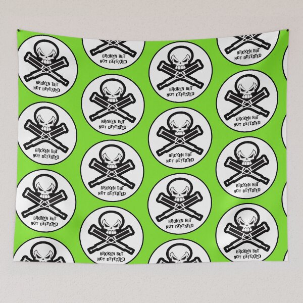 Item preview, BROKEN BUT NOT DEFEATED - SKULL AND CRUTCHES STICKERS AND T-SHIRTS designed and sold by PIXEL POP DESIGNS - Beyond the Norm!.