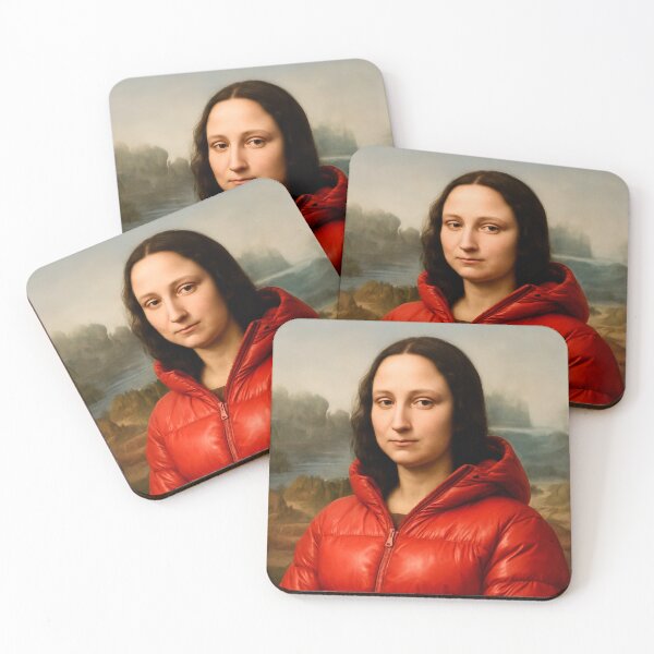 Item preview, Red Jacket Mona Lisa: Classic Portrait with a Twist designed and sold by Alan Javier Cordoba Espinosa.