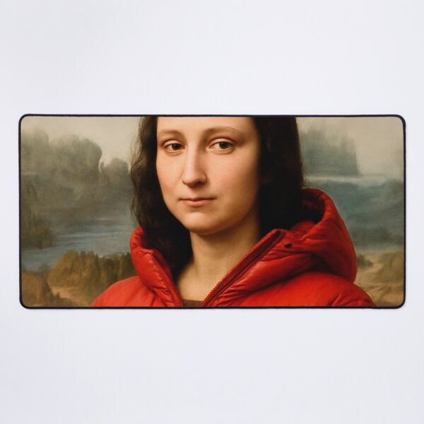 Item preview, Red Jacket Mona Lisa: Classic Portrait with a Twist designed and sold by Alan Javier Cordoba Espinosa.