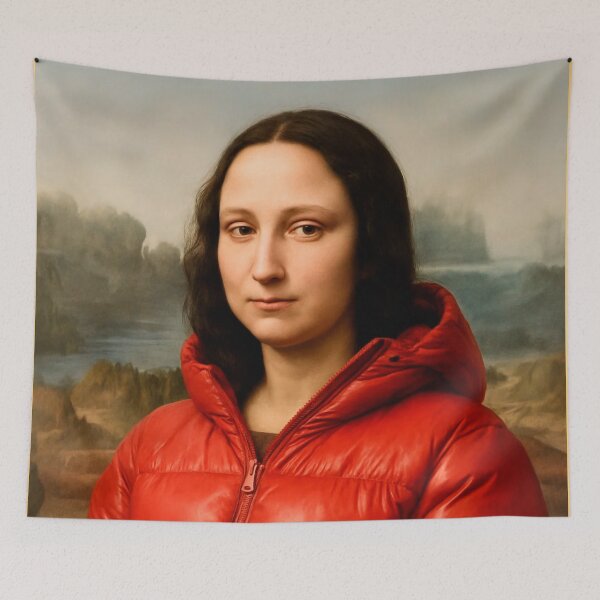 Item preview, Red Jacket Mona Lisa: Classic Portrait with a Twist designed and sold by Alan Javier Cordoba Espinosa.