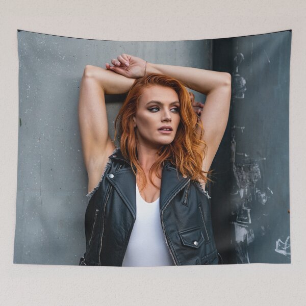 Item preview, female model posing and pouting  with their arms up Grunge street photography designed and sold by Vintage Designs +.