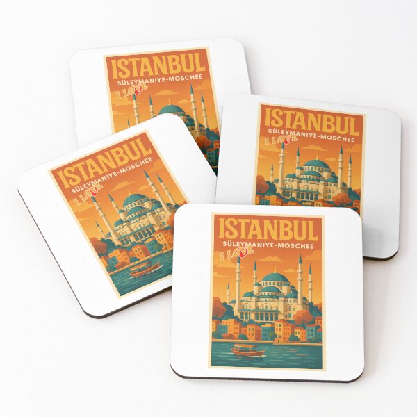 Item preview, I love ISTANBUL SÜLEYMANIYE MOSCHEE Retro Vintage Poster designed and sold by Earth Celebration Designs.