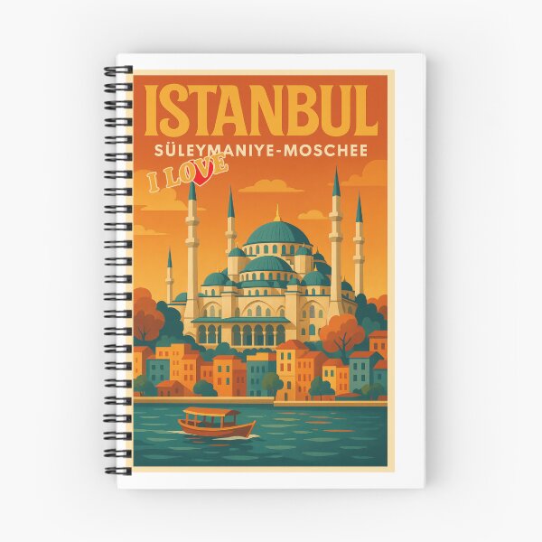 Artikelvorschau, I love ISTANBUL SÜLEYMANIYE MOSCHEE Retro Vintage Poster entworfen und verkauft von Earth Celebration Designs.