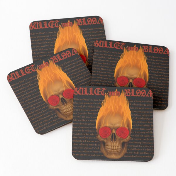 Item preview, Bullet and Bloom: Flaming Skull Art with Roses designed and sold by Baroque Bones.