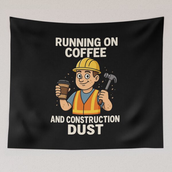 Item preview, Funny Construction Gifts – “Running on Coffee and Construction Dust” Builder Quote Shirt designed and sold by NicoDesignArt.
