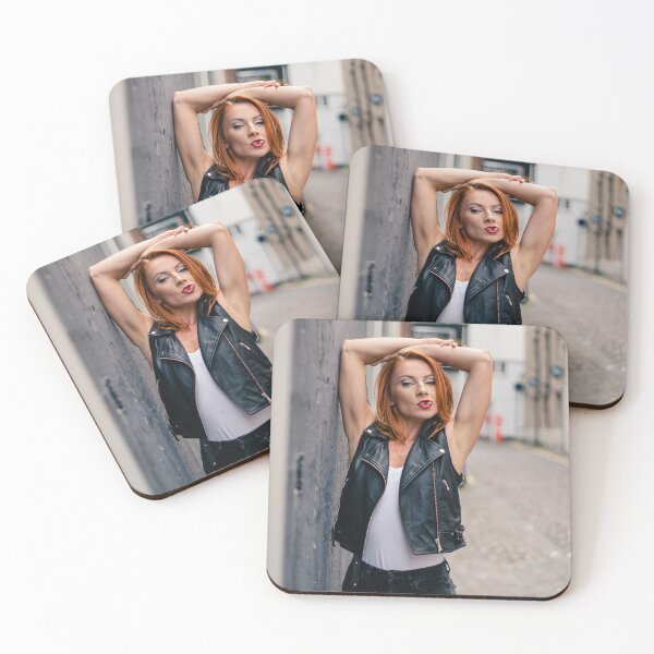 Item preview, female model posing and pouting  with their arms up Grunge street photography designed and sold by Vintage Designs +.
