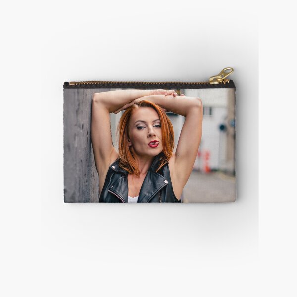 Item preview, female model posing and pouting  with their arms up Grunge street photography designed and sold by Vintage Designs +.