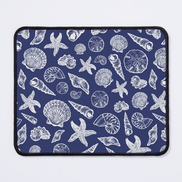 Item preview, Navy Blue Seashell Pattern designed and sold by Elizabeth Weglein.