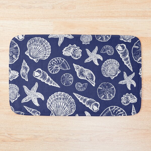 Item preview, Navy Blue Seashell Pattern designed and sold by Elizabeth Weglein.