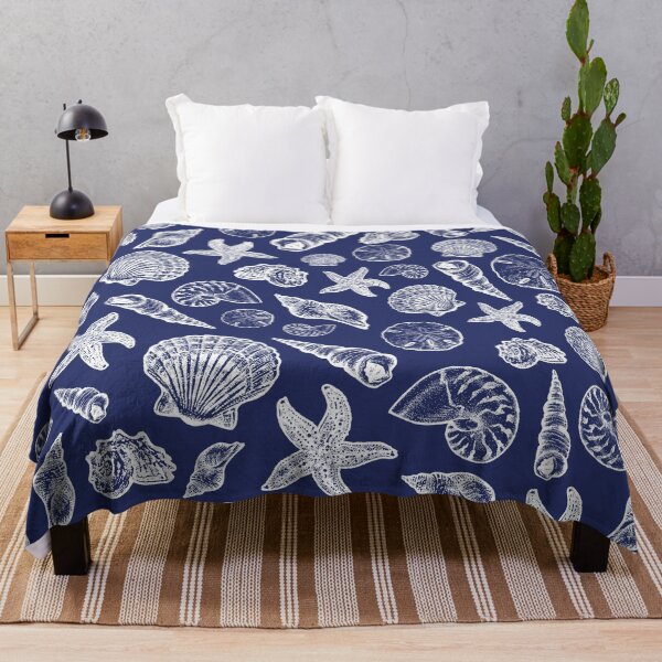 Item preview, Navy Blue Seashell Pattern designed and sold by Elizabeth Weglein.