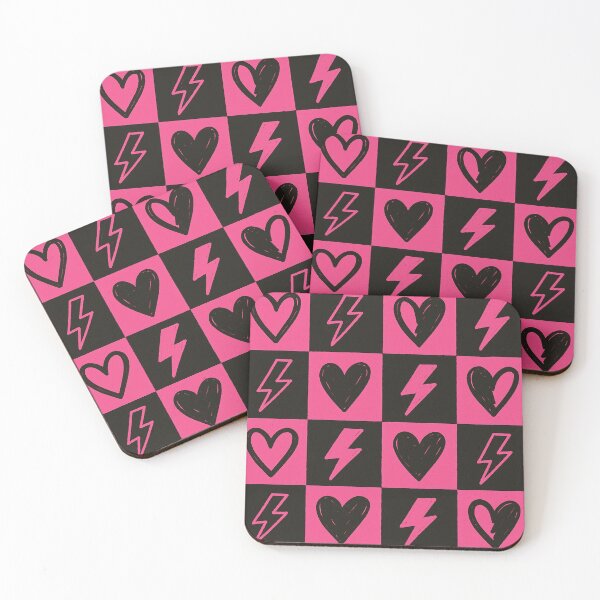Item preview, Pink and Black Grunge Hearts and Lightning Bolts Pattern designed and sold by Owcomm.
