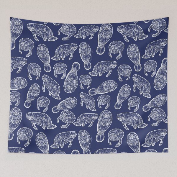 Item preview, Manatees - Navy & White designed and sold by Elizabeth Weglein.