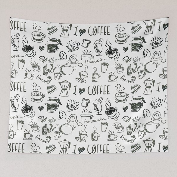 Item preview, I Love Coffee Fun Black Line Illustration designed and sold by taiche.