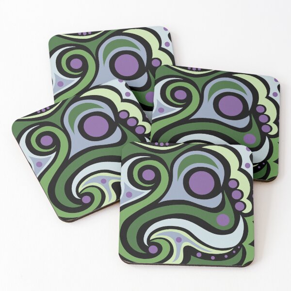 Item preview, Purples and Greens Abstract with black background designed and sold by VirgoArtStu.