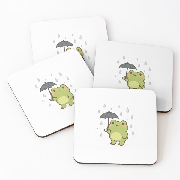 Item preview, Rain Frog with Umbrella – Cute Cartoon Amphibian in the Rain designed and sold by SheepyDaily.