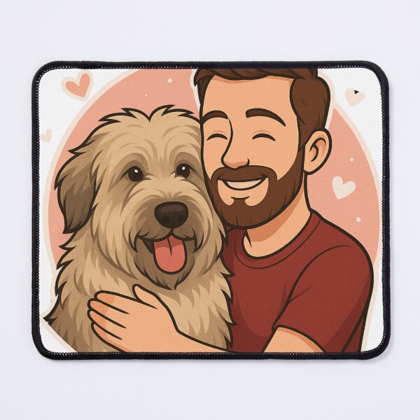 Item preview, Rustic Bond: Man & Catalan Sheepdog Cartoon designed and sold by GoodyPaws.