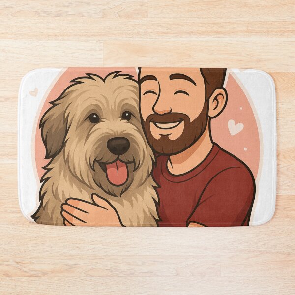 Item preview, Rustic Bond: Man & Catalan Sheepdog Cartoon designed and sold by GoodyPaws.