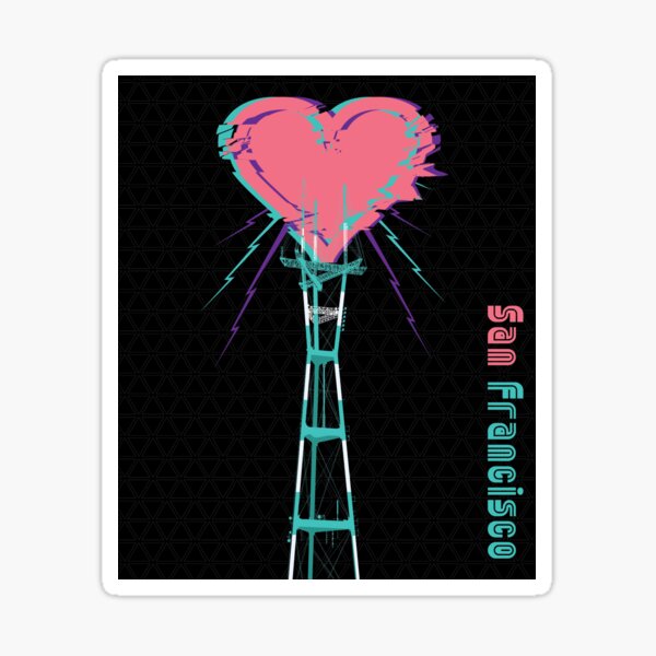 Item preview, San Francisco Sutro Tower San Francisco Love poster original art designed and sold by PIXEL POP DESIGNS - Beyond the Norm!.