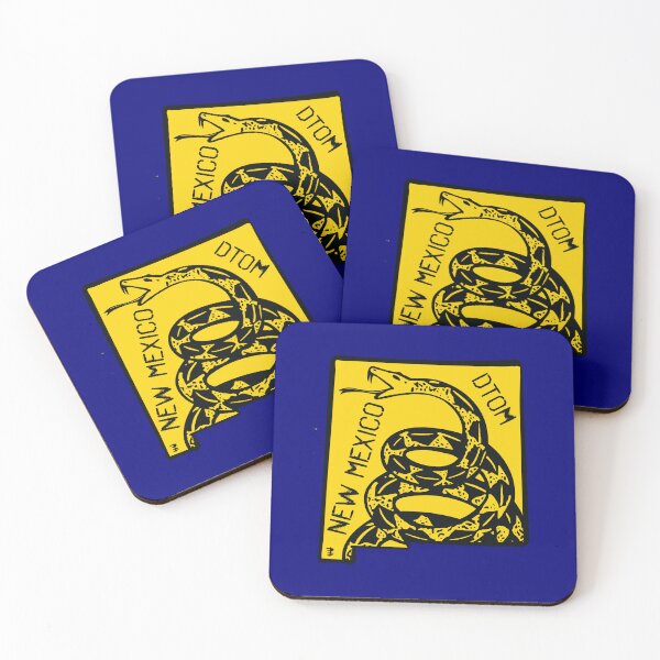 Item preview, New Mexican Nuevo Mexicano - Libertarian - Don't Tread On Me Gadsden Snake on  NEW MEXICO Map on Blue default background, #020279 DTOM = Don't Tread On Me designed and sold by pelagio.
