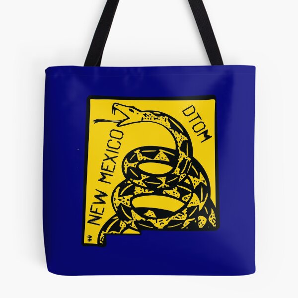 Item preview, New Mexican Nuevo Mexicano - Libertarian - Don't Tread On Me Gadsden Snake on  NEW MEXICO Map on Blue default background, #020279 DTOM = Don't Tread On Me designed and sold by pelagio.