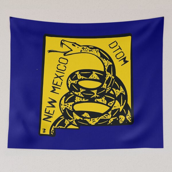 Item preview, New Mexican Nuevo Mexicano - Libertarian - Don't Tread On Me Gadsden Snake on  NEW MEXICO Map on Blue default background, #020279 DTOM = Don't Tread On Me designed and sold by pelagio.