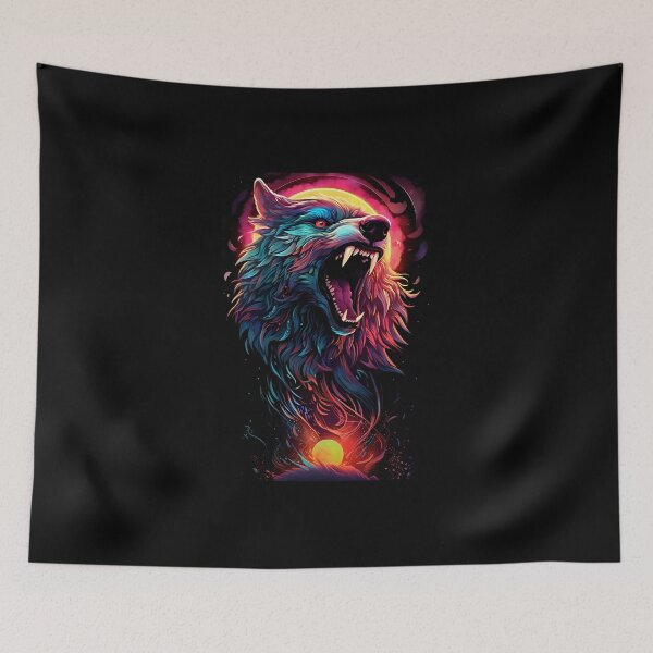 Item preview, Neon Wolf Roar Cosmic Power designed and sold by Amr Siam.
