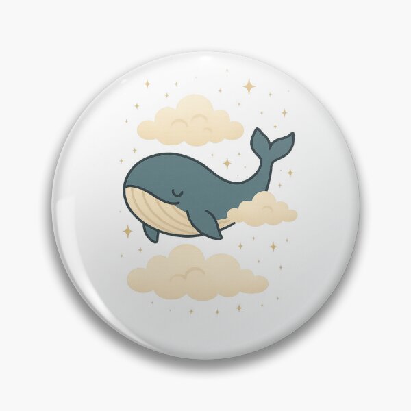 Item preview, Sky Whale – Dreamy Cartoon Whale Floating in Clouds with Stars designed and sold by SheepyDaily.
