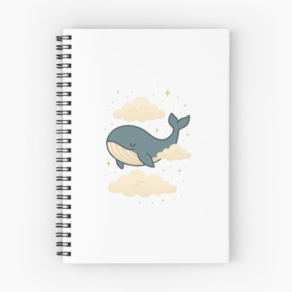 Item preview, Sky Whale – Dreamy Cartoon Whale Floating in Clouds with Stars designed and sold by SheepyDaily.