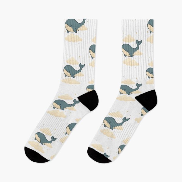 Item preview, Sky Whale – Dreamy Cartoon Whale Floating in Clouds with Stars designed and sold by SheepyDaily.