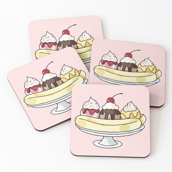 Item preview, Banana Split Ice Cream Sundae Watercolor designed and sold by Magnolia Valley Art.