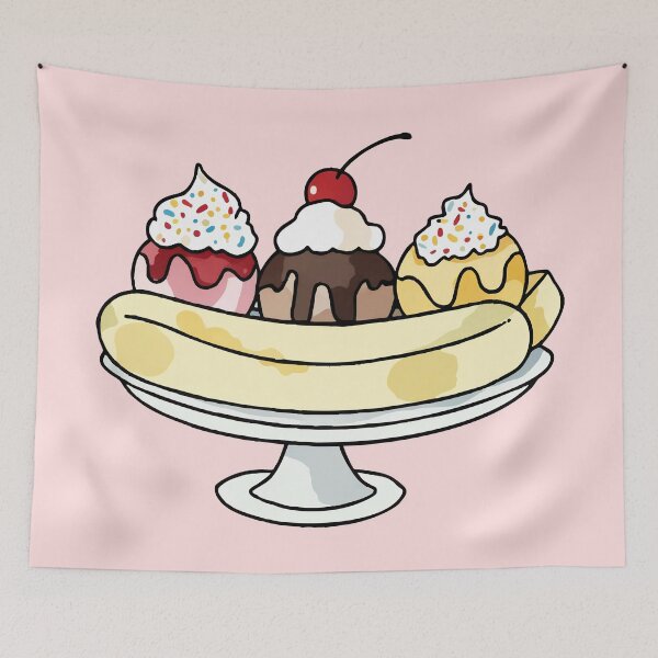 Item preview, Banana Split Ice Cream Sundae Watercolor designed and sold by Magnolia Valley Art.