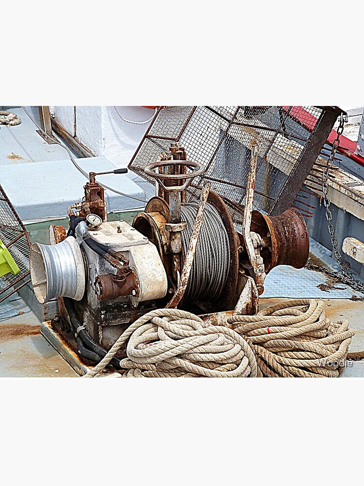 Fishing Boat Winch Greeting Card for Sale by Woodie
