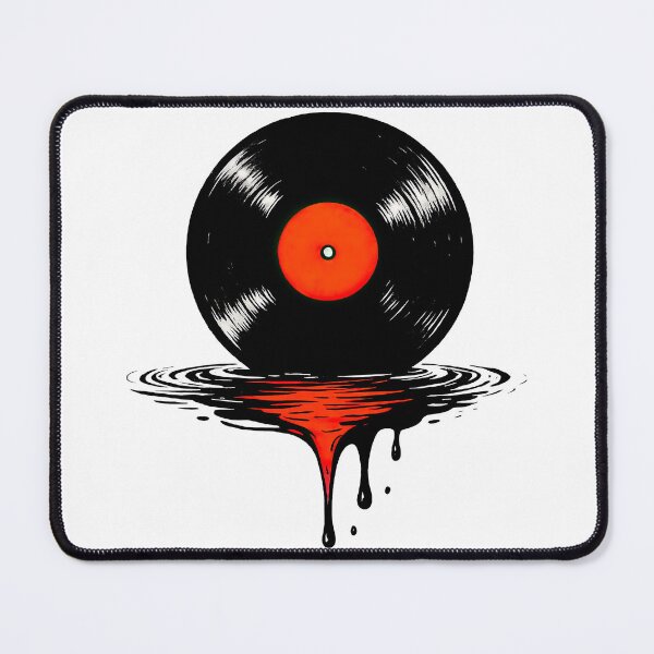 Item preview, Melting Vinyl Record with Red Center Dark Music Art designed and sold by ArtfulWeave.
