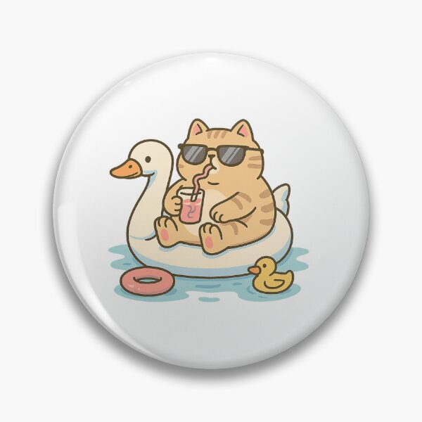 Item preview, Relaxed Cat on Swan Floatie designed and sold by QuirkWears.