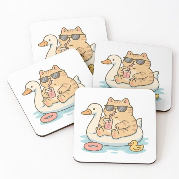 Item preview, Relaxed Cat on Swan Floatie designed and sold by QuirkWears.