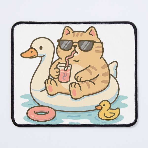 Item preview, Relaxed Cat on Swan Floatie designed and sold by QuirkWears.