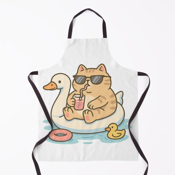Item preview, Relaxed Cat on Swan Floatie designed and sold by QuirkWears.