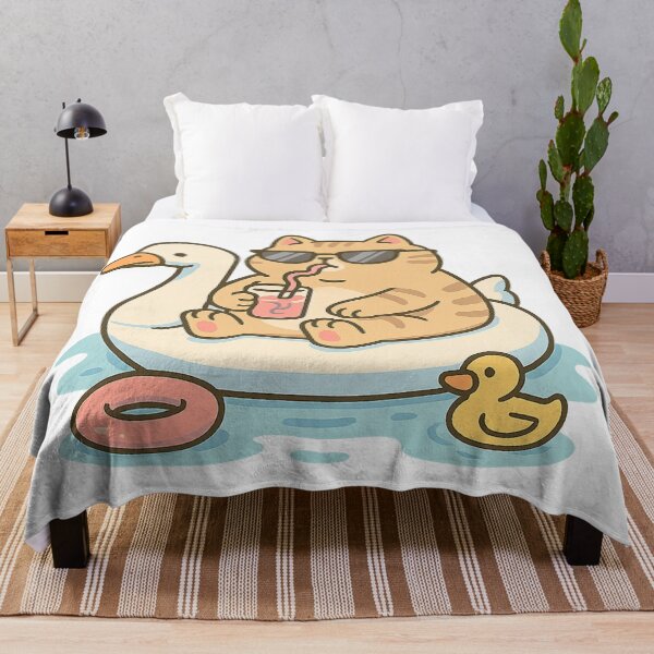 Item preview, Relaxed Cat on Swan Floatie designed and sold by QuirkWears.