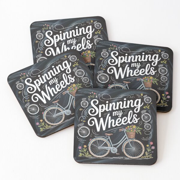 Item preview, Spinning My Wheels – Whimsical Bicycle & Floral Typography Art designed and sold by ForeverPrintsOK.