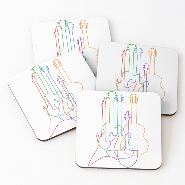 Item preview, Colorful Guitar Outline Neon Minimalist Music Design designed and sold by ArtfulWeave.