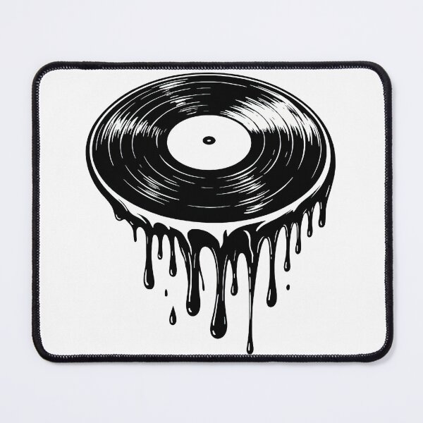 Item preview, Melting Vinyl Record Black and White Drip Art Design designed and sold by ArtfulWeave.