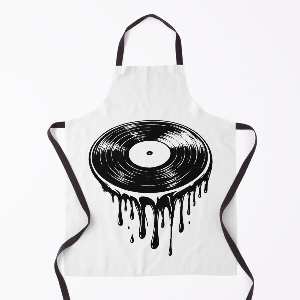 Aperçu de l'œuvre Disque vinyle fondu, design d'art goutte à goutte noir et blanc créée et vendue par ArtfulWeave.