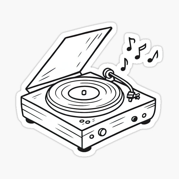 Item preview, Turntable Record Player Line Art Minimalist Design designed and sold by ArtfulWeave.