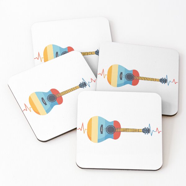 Item preview, Colorful Acoustic Guitar with Heartbeat Line Music Design designed and sold by ArtfulWeave.
