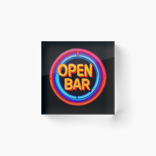 Item preview, Vintage psychedelic Neon "OPEN BAR" inside a circle. designed and sold by Giulivo Store Graphic.