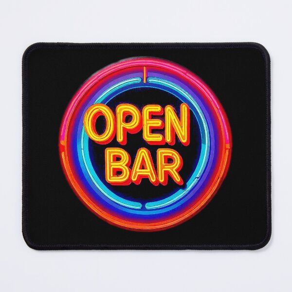 Item preview, Vintage psychedelic Neon "OPEN BAR" inside a circle. designed and sold by Giulivo Store Graphic.